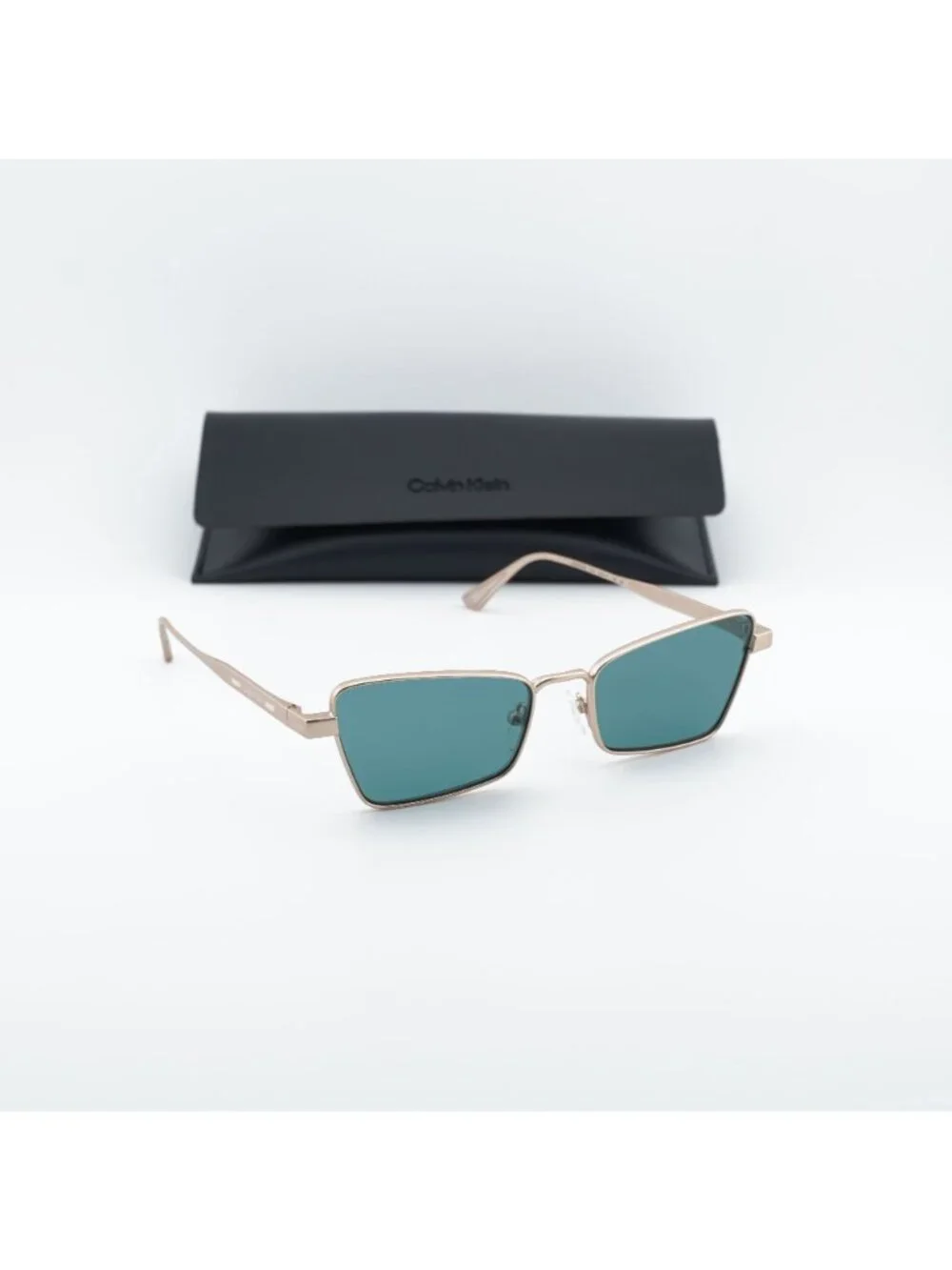 Calvin Klein CK24110S 716 Sunglasses Gold Butterfly Frame, Green Lenses
